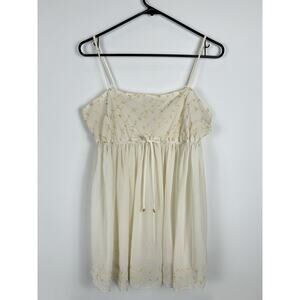 Victoria’s Secret‎ Babydoll Slip Dress Cream Ivory Gold Embroidery Fairy Medium
